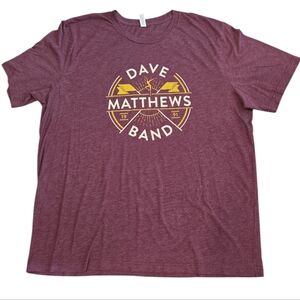 DAVE MATTHEWS BAND FLAG DESIGN BAND T-SHIRT. SIZE 2XL. MAROON. UNISEX...